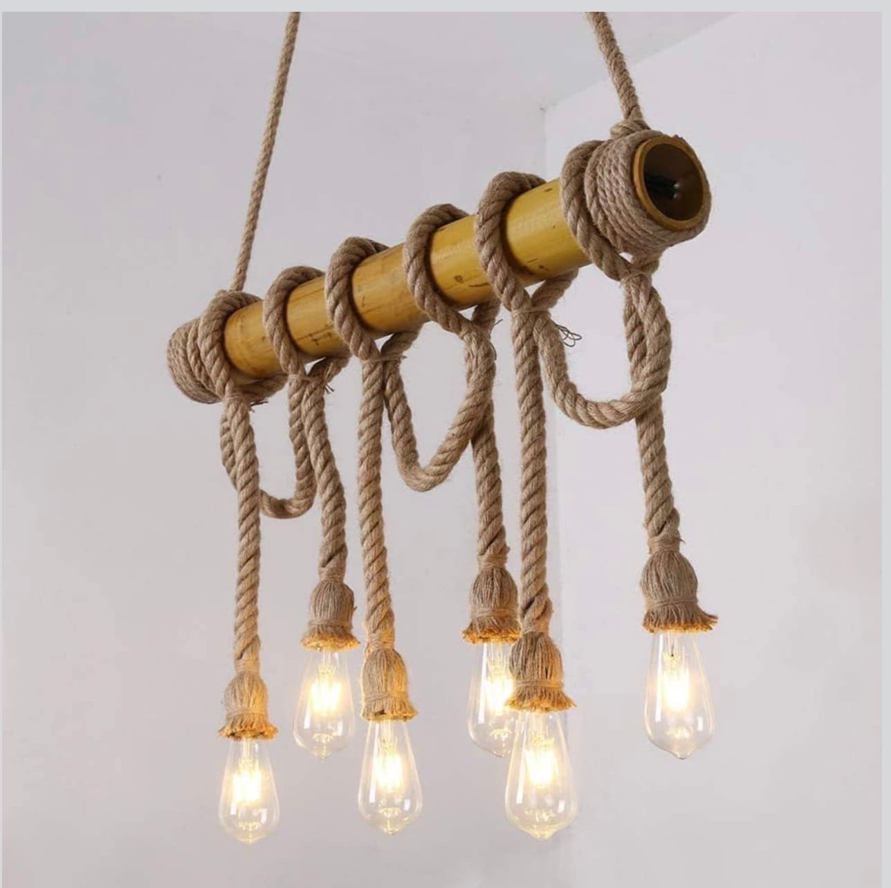 Orion Cellar Rustic Wooden Beam Rope Pendant