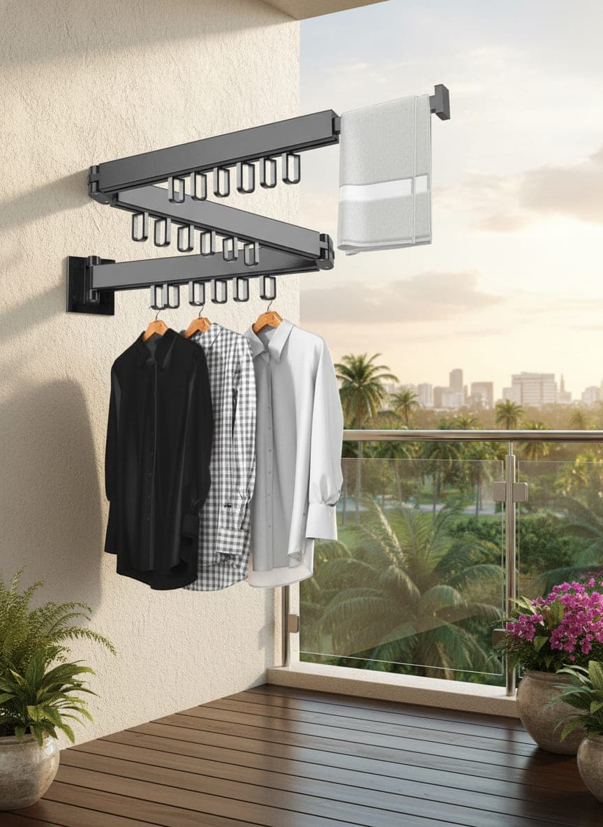 Step Up Retractable Wall‑Mounted Laundry Drying Rack